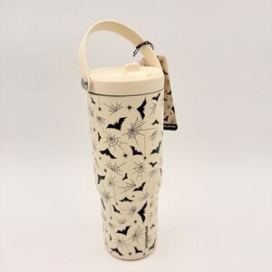 Hydrapeak 32oz Nomad Tumbler Halloween Bats Spiderwebs Modern Cream Insulated